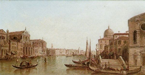 The Grand Canal With The Dogana And Santa Maria Della Salute Oil Painting by Alfred Pollentine