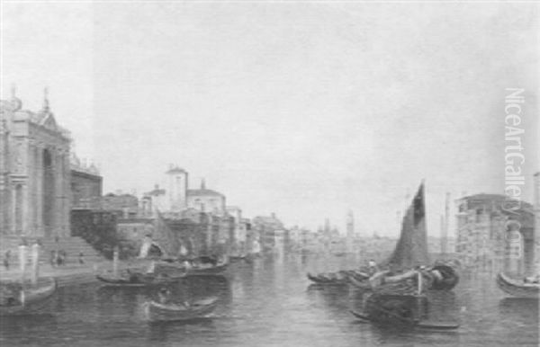 Motiv Aus Venedig, Mit Der Kirche Santa Lucia Im Vordergrund Oil Painting by Alfred Pollentine