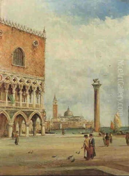 San Giorgio Maggiore From The Piazzetta, Venice Oil Painting by Alfred Pollentine