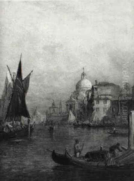 Blick Vom Canale Grande Auf Santa Maria Della Salute Oil Painting by Alfred Pollentine