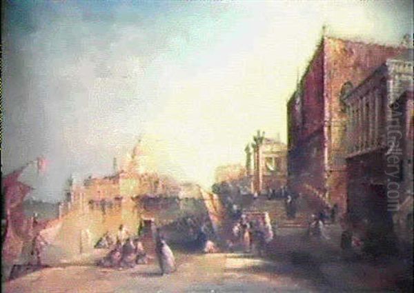 Near The Doge's Palace, Venice Oil Painting by Alfred Pollentine