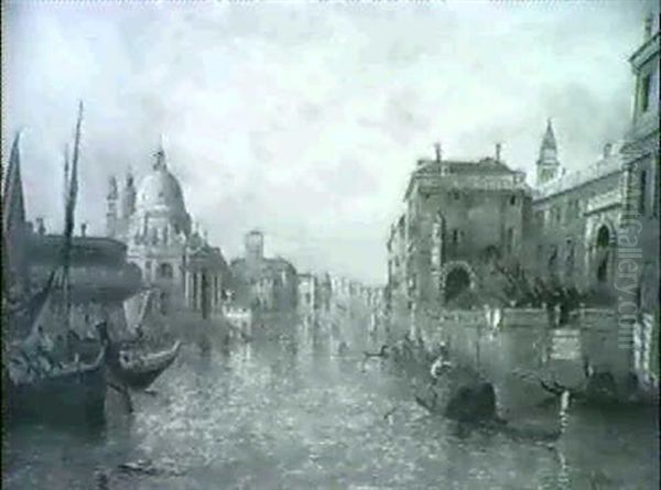 The Grand Canal Near The Church Of The Salute Oil Painting by Alfred Pollentine