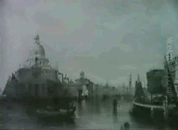 The Grand Canal, Venice & The Dogana, Venice Oil Painting by Alfred Pollentine