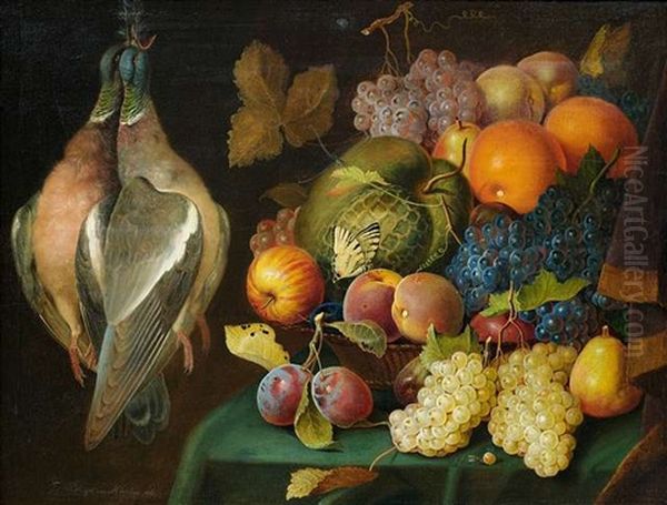 Stilleben Mit Fruchten Und Erlegten Wildvogeln Oil Painting by Felix Pollinger