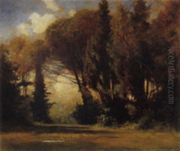 Luci Tra Gli Alberi, 1900 Oil Painting by Carlo Pollonera