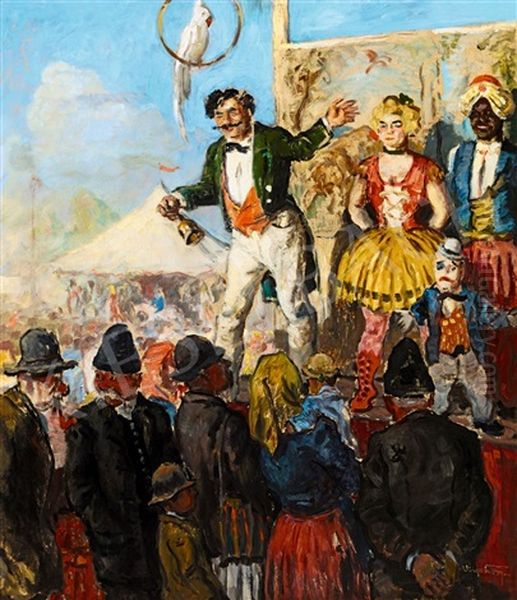 Actors In The Szolnok Market Oil Painting by Tibor (Theodor) Polya