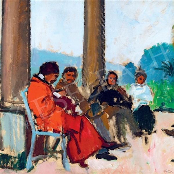 Artists By The Castle Oil Painting by Tibor (Theodor) Polya