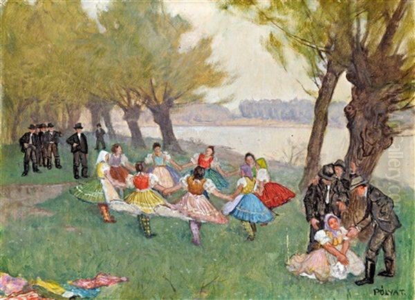 Merriment If The Riverside Oil Painting by Tibor (Theodor) Polya