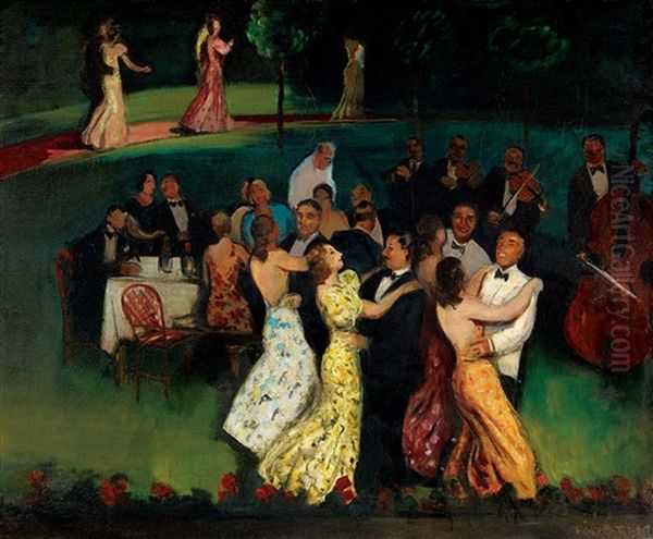 Garden Party Oil Painting by Tibor (Theodor) Polya