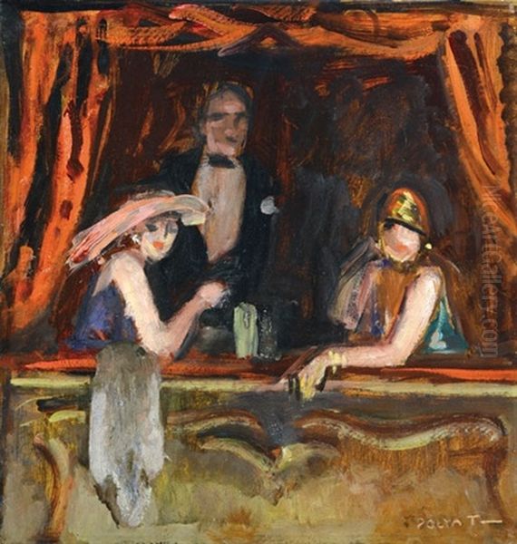 Company In The Opera House Oil Painting by Tibor (Theodor) Polya