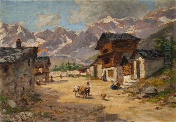 Villaggio Di Montagna Oil Painting by Silvio Poma