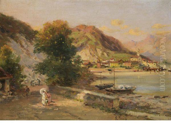 Baveno's Quarry Oil Painting by Silvio Poma