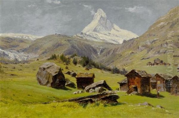 Blick Auf Das Matterhorn (after Johann Joseph Geisser (1824 - 1894)?) Oil Painting by Silvio Poma