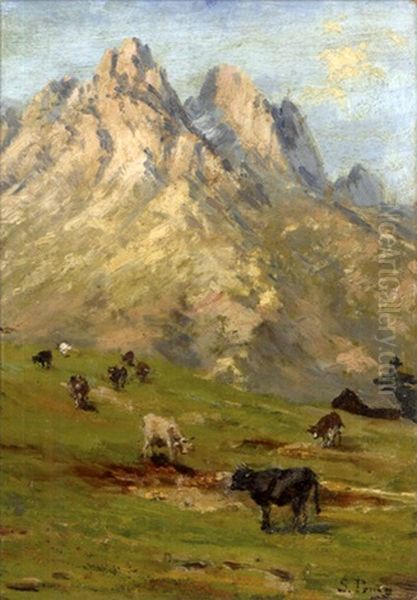 Cime Del Monte Cristallo - Valle D'ampezzo Oil Painting by Silvio Poma