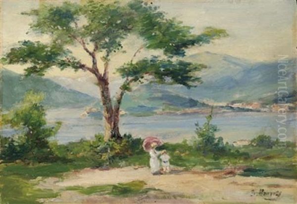 Lago Maggiore, Dai Colli Di Cerro Oil Painting by Silvio Poma