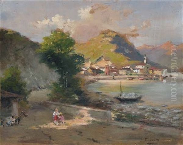 Lago Maggiore, Feriolo E Le Cave Di Granito Oil Painting by Silvio Poma