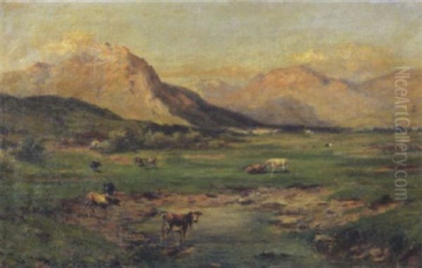 Paesaggio Montano Al Tramonto Oil Painting by Silvio Poma