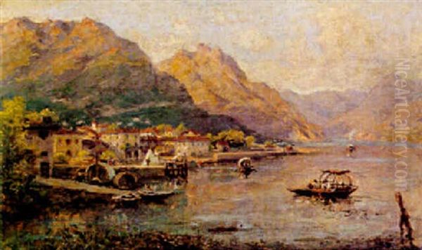 Scorcio Del Lago Di Como Oil Painting by Silvio Poma