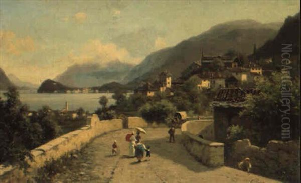 Lago Di Como Oil Painting by Silvio Poma