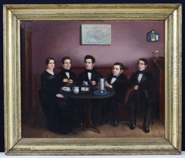 Die Teegesellschaft Oil Painting by Heinrich Pommerencke