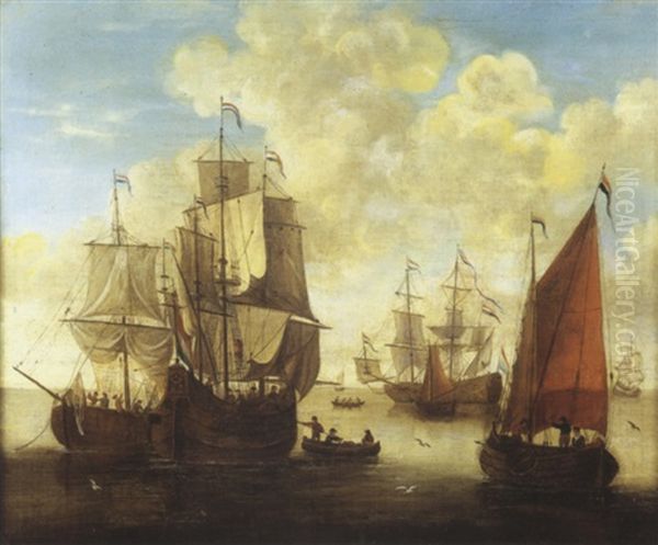 Navires Hollandais Oil Painting by Gerrit Pompe