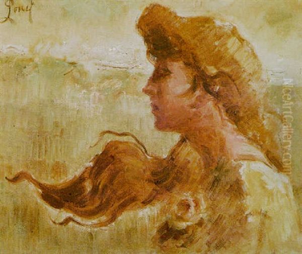 Mujer Oil Painting by Fidelio Ponce De Leon