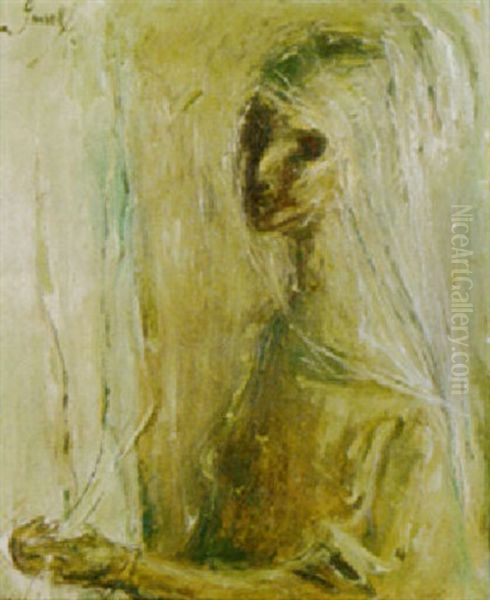 Muchacha Con Velo Blanco by Fidelio Ponce De Leon