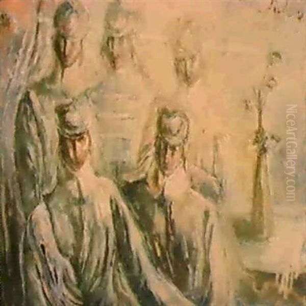 Five Women Oil Painting by Fidelio Ponce De Leon