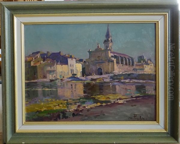 Eglise Saint Genest De Jonquieres Au Bord Du Canal Galliffet A Martigues Oil Painting by Antoine Ponchin