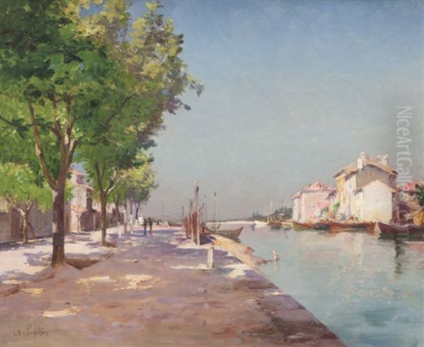 Vue Des Martigues Oil Painting by Antoine Ponchin