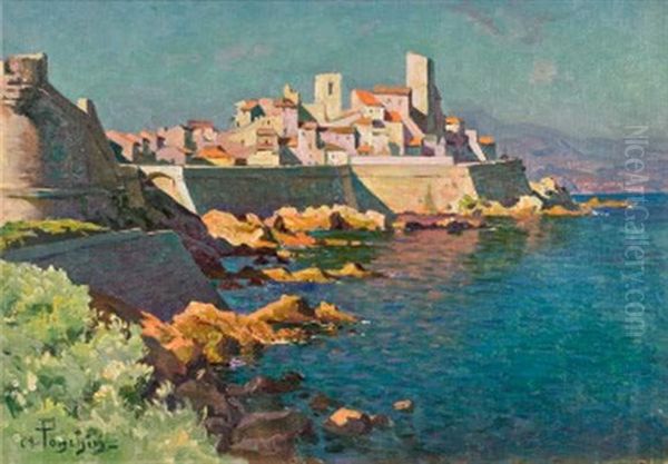 Vue D'antibes, Le Fort Carre Oil Painting by Antoine Ponchin