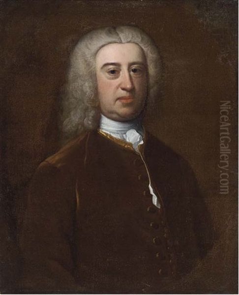 Portrait Of James Harris Of Salisbury, Half-length, In A Brown Coat Oil Painting by Arthur Pond