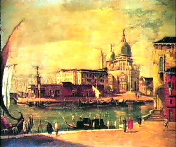 Veduta Del Canal Grande Dalla Punta Della Dogana Al Fontego Della Farina Oil Painting by Giuseppe Ponga