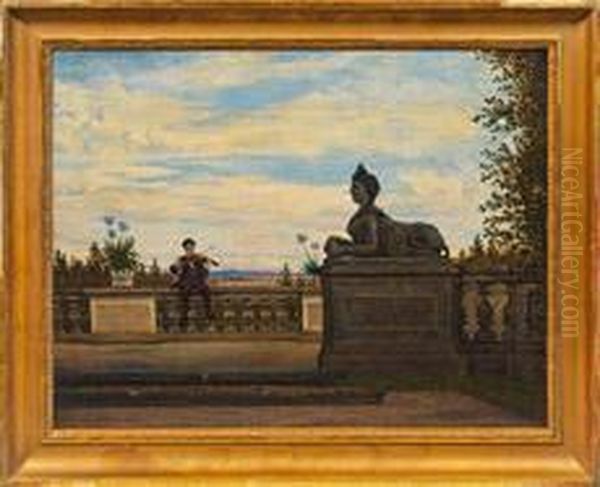 Romantisches Standchenauf Der Balustrade Oil Painting by Karl Theodor Bohme