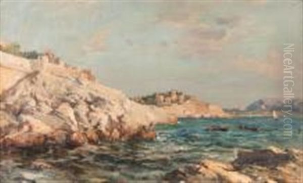 Marseille, Le Chemin Sur La Corniche Oil Painting by Luc Raphael Ponson