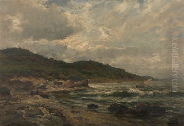 Vue Prise A Porquerolles Oil Painting by Luc Raphael Ponson