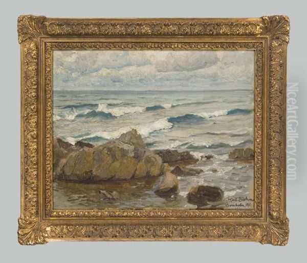 Felsige Kustenlandschaft-danische Ostseeinsel Bornholm Oil Painting by Karl Theodor Bohme