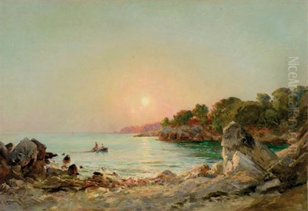 Coucher De Soleil Oil Painting by Luc Raphael Ponson