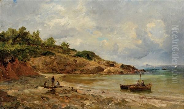 Sous Le Fort Saint Agathe (ile De Porquerolles) Oil Painting by Luc Raphael Ponson