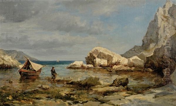 Le Rocher Des Croisetttes Aux Goudes Oil Painting by Luc Raphael Ponson