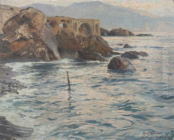 Ruine Franchetti Bei S. Margherita - Ligure Oil Painting by Karl Theodor Bohme