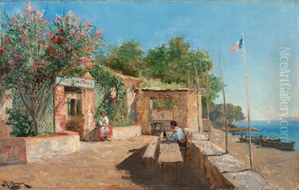 La Guinguette De Carqueiranne Oil Painting by Luc Raphael Ponson