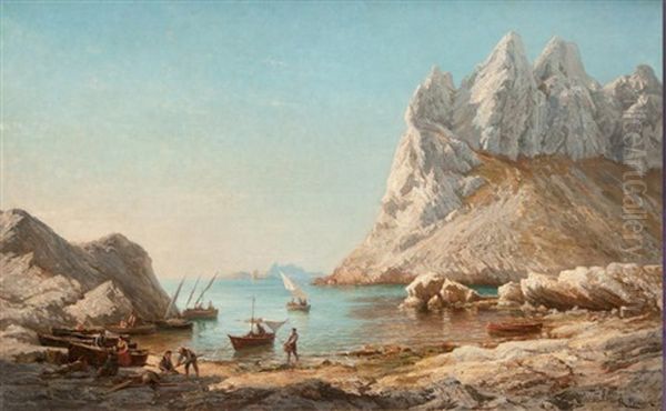 L'anse Des Croisettes A Marseille Oil Painting by Luc Raphael Ponson