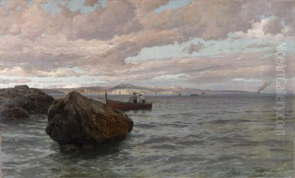 Blick Auf Die Kuste Von Sorrent. Oil Painting by Karl Theodor Bohme