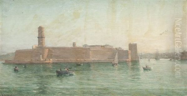 Entree Du Port De Marseille Oil Painting by Luc Raphael Ponson