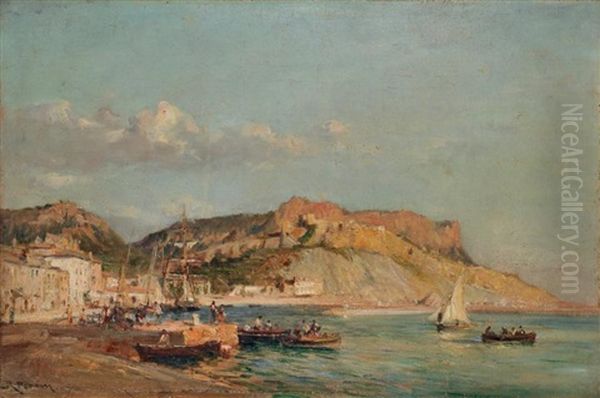 Port De Cassis Anime Oil Painting by Luc Raphael Ponson