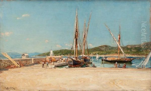 Le Mole De Sainte Maxime Oil Painting by Luc Raphael Ponson