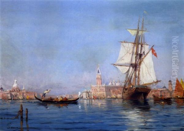 Blick Auf Den Canal Grande Mit Dogenpalast Und Santa Maria Della Salute Oil Painting by Luc Raphael Ponson