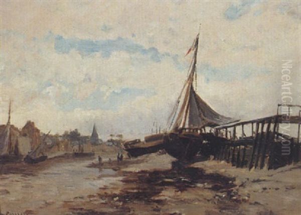 La Touque A Trouville Oil Painting by Luc Raphael Ponson