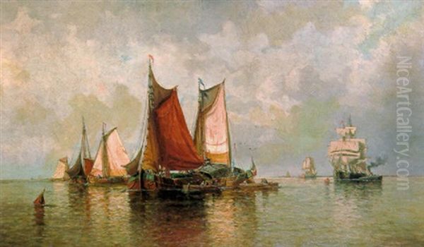 Fishing Boats, Ostend Oil Painting by Luc Raphael Ponson